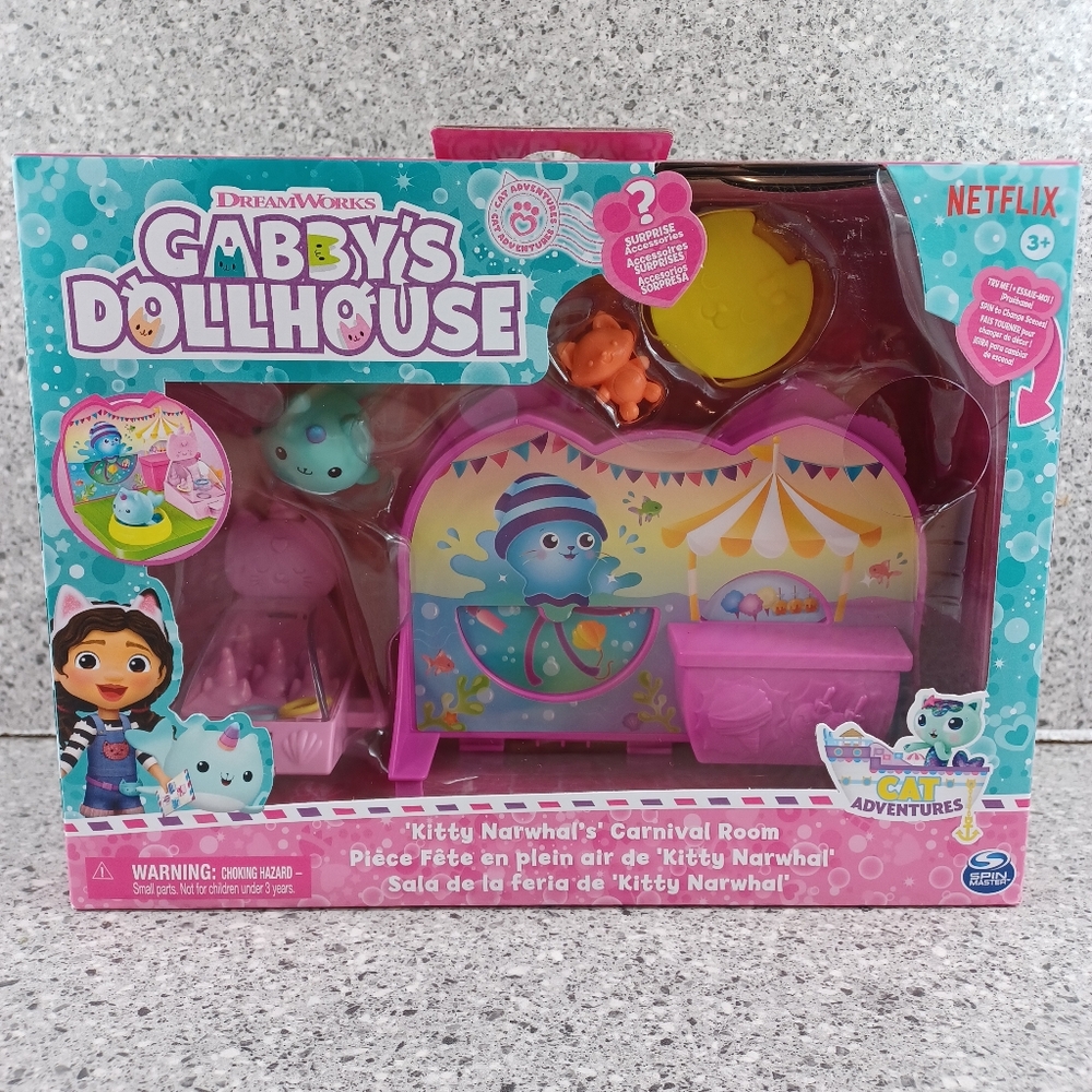 Gabby's Dollhouse Kitty Narwhal's Carnival Playset Figurine Kids Toy